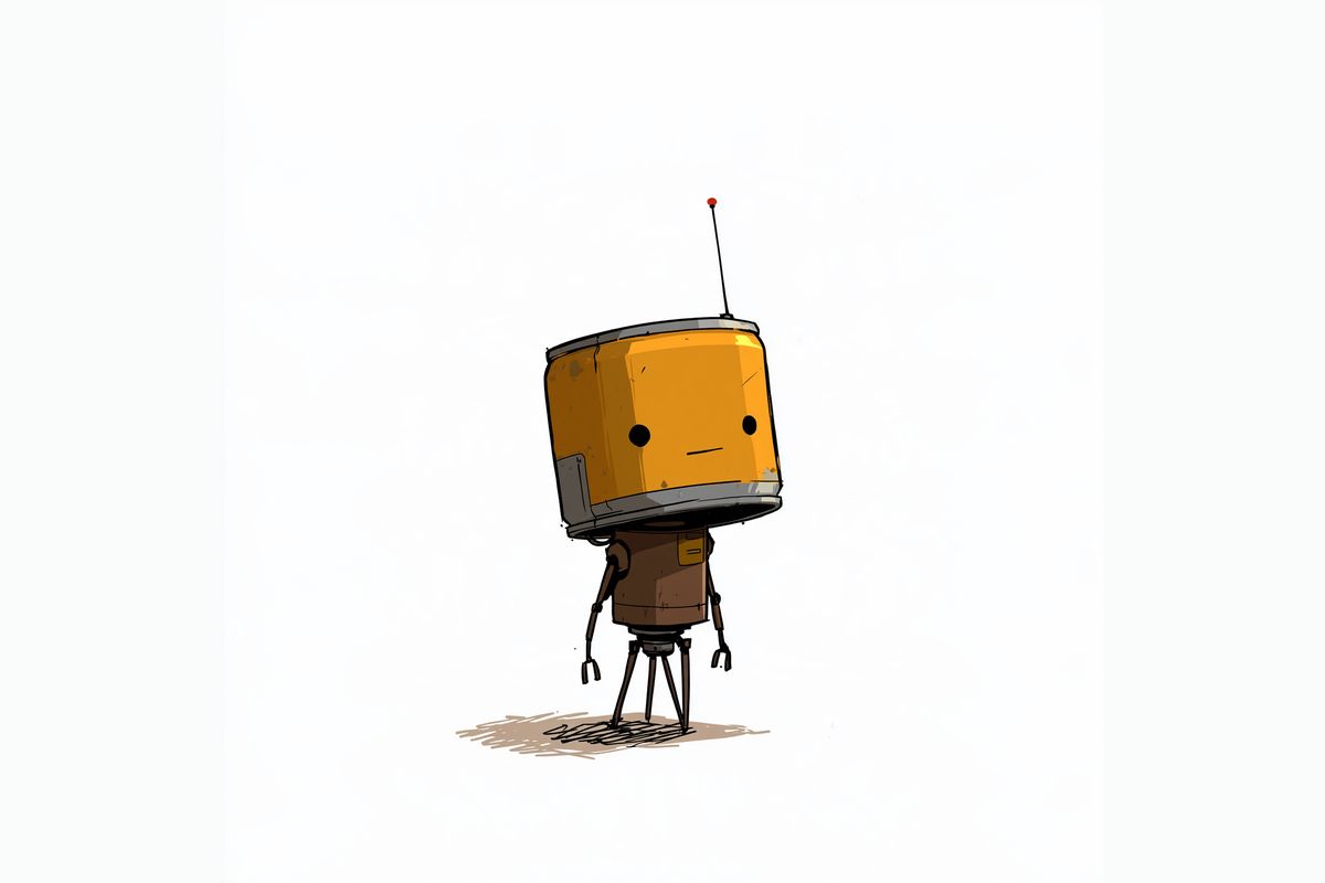 Placeholder illustration of a TinyRobot can bot. [Replace with a photo of the café full of fans.]
