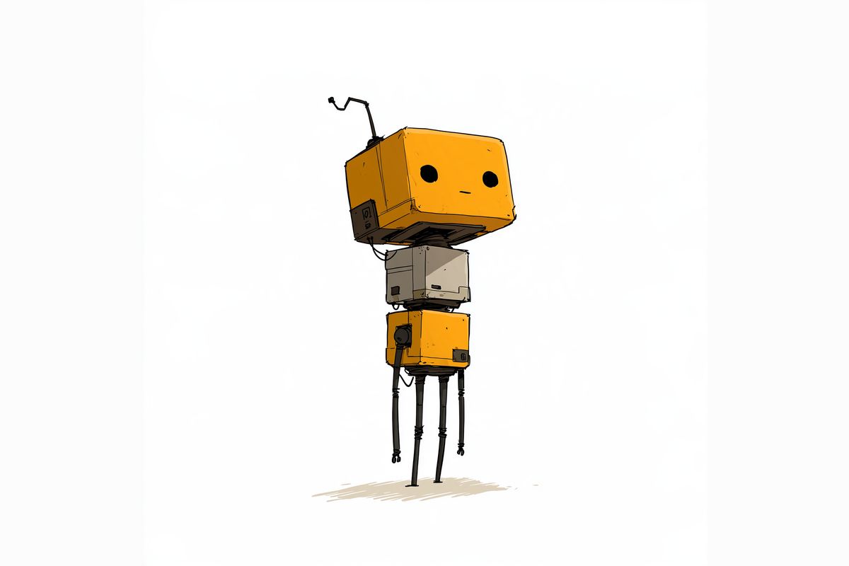 Placeholder illustration of a tall TinyRobot bot. [Replace with a photo of the humanoid.]